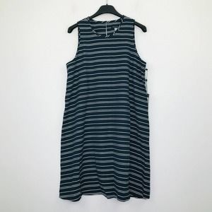 Tommy Hilfiger Women's 2 Dress Blue White Striped Textured Shift NWT Flaw O14